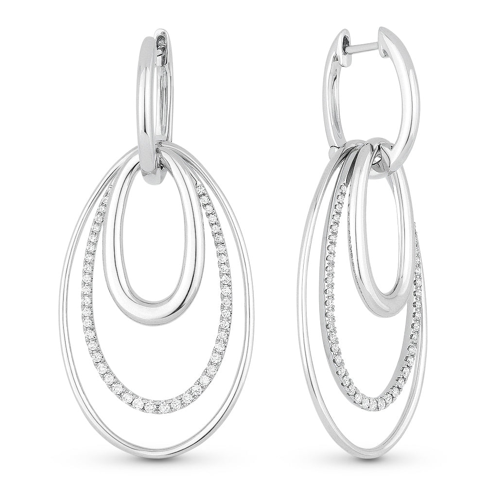Madison L 14K White Gold Diamond Oval Drop Earrings - style E1185W