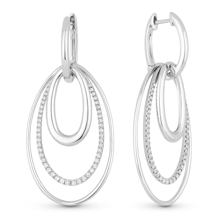 Madison L 14K White Gold Diamond Oval Drop Earrings - style E1185W