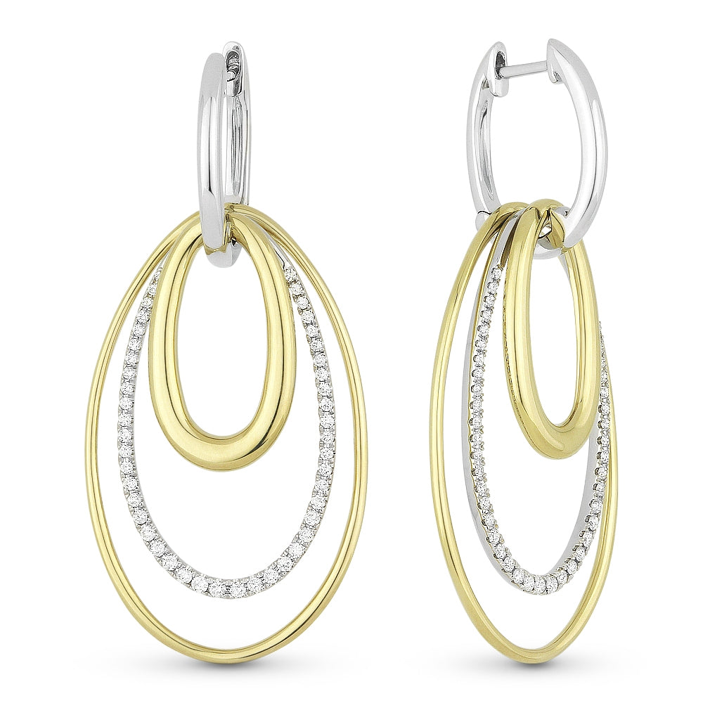Madison L 14K Two Tone Gold Diamond Oval Drop Earrings - style E1185WY