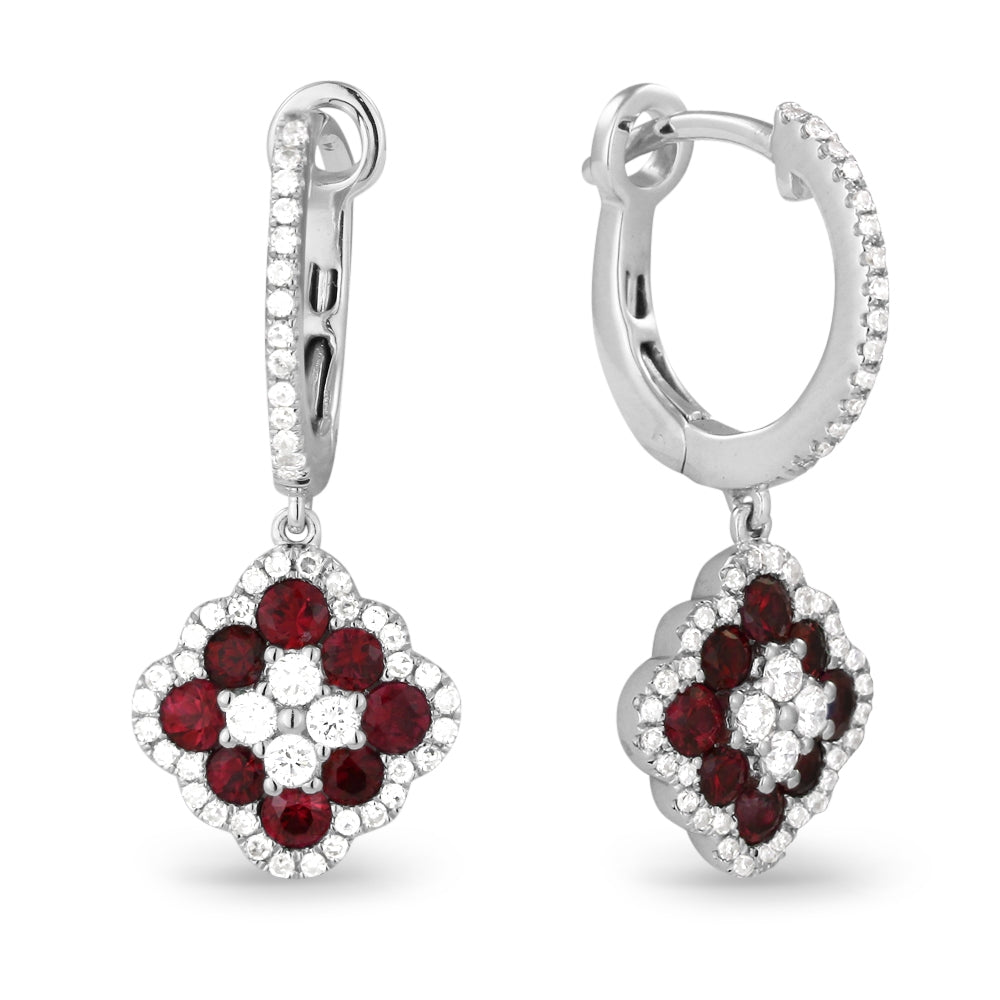 Madison L 14K White Gold Ruby Flower Drop Earrings - style E1210RUW