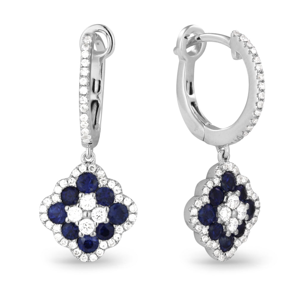 Madison L 14K White Gold Sapphire Flower Drop Earrings - style E1210SAW