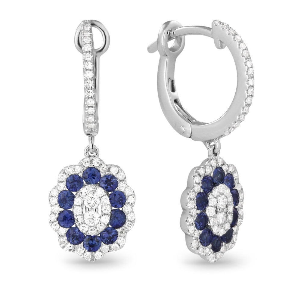 Madison L 14K White Gold Sapphire Flower Drop Earrings - style E1211SAW