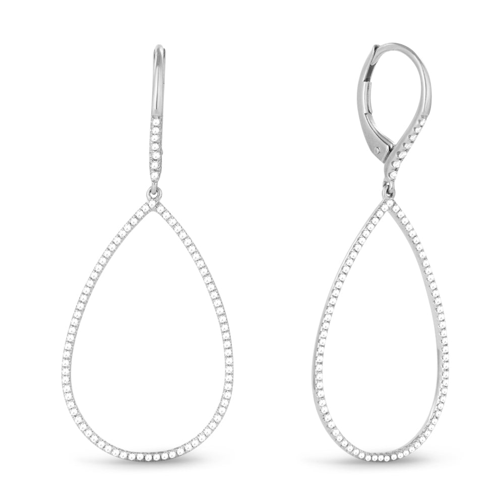 Madison L 14K White Gold Diamond Pear Drop Earrings - style E1221W