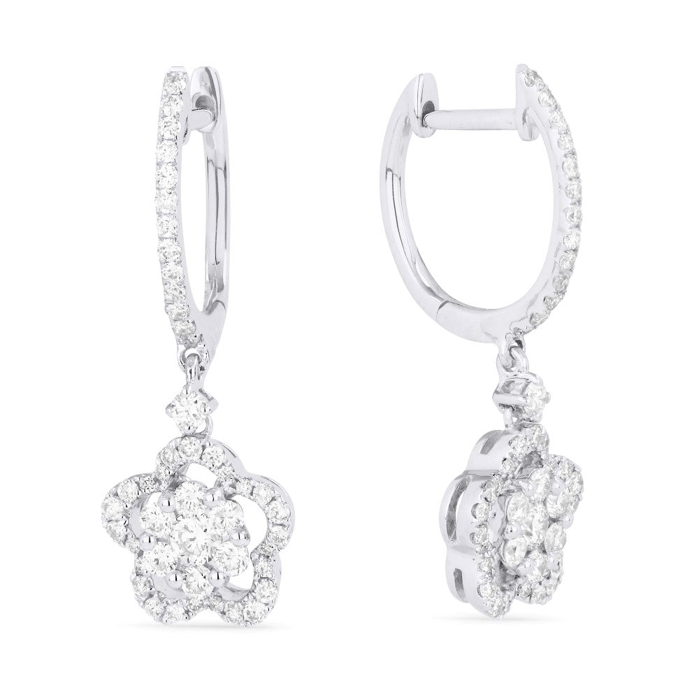 Madison L 14K White Gold Diamond Cluster Drop Earrings - style E1226W