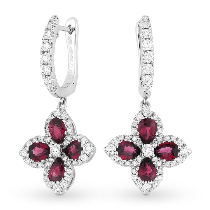 Madison L 18K White Gold Ruby Flower Drop Earrings - style E1233RUW