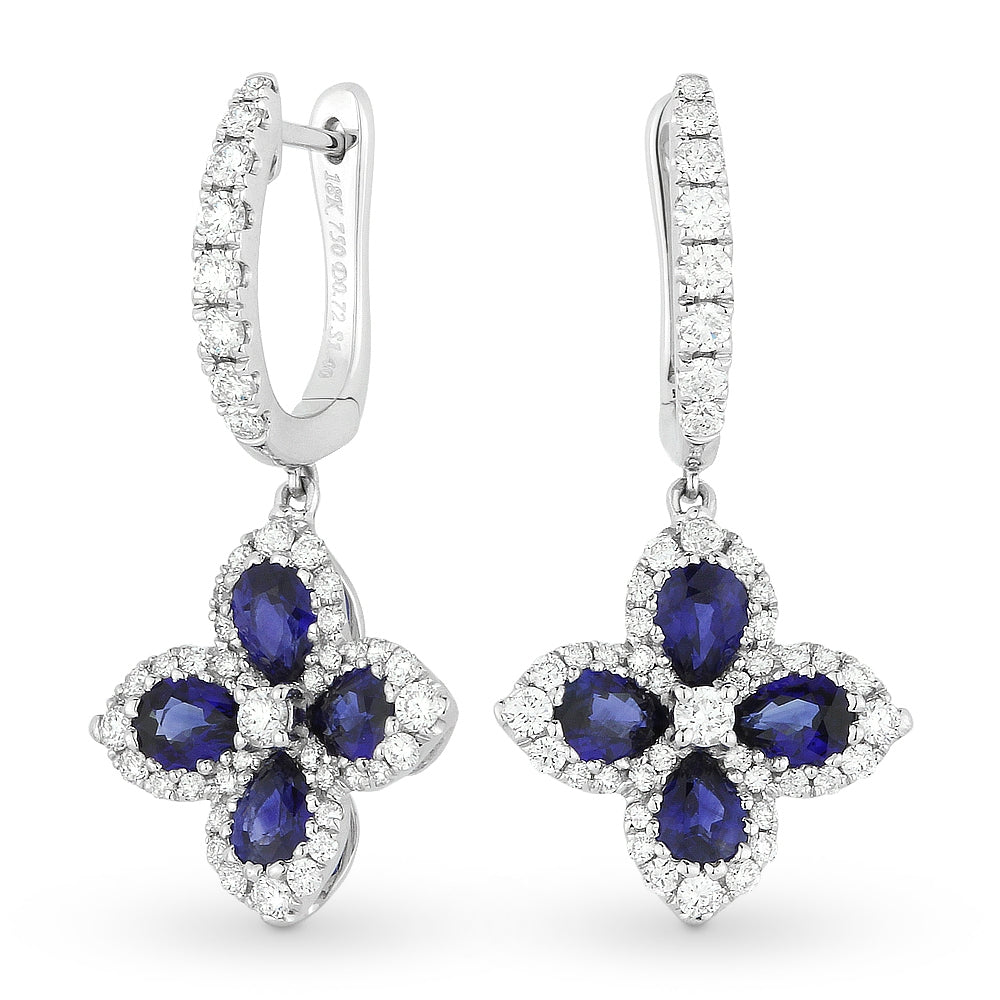 Madison L 18K White Gold Sapphire Flower Drop Earrings - style E1233SAW