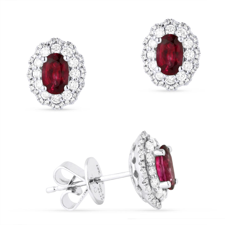 Madison L 14K White Gold Ruby Round Stud Earrings - style E1240RUW