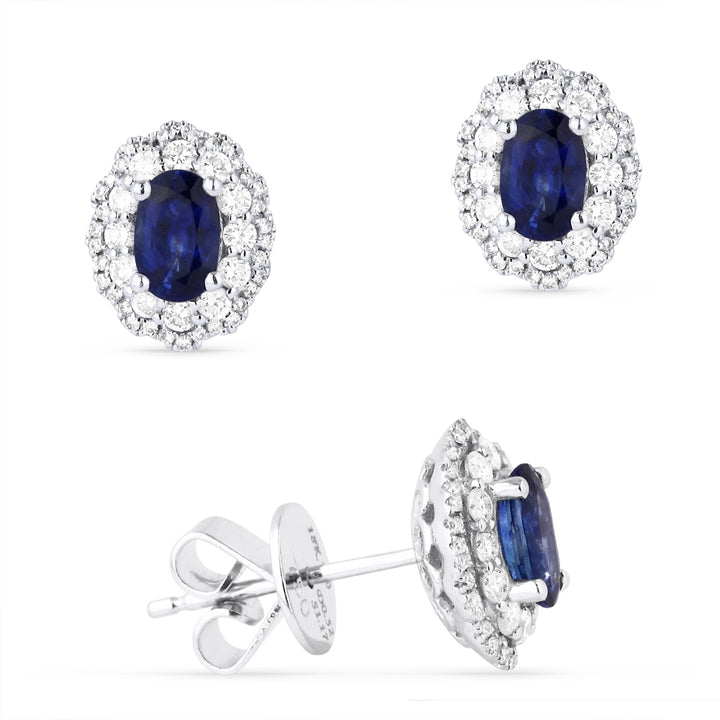 Madison L 14K White Gold Sapphire Round Stud Earrings - style E1240SAW