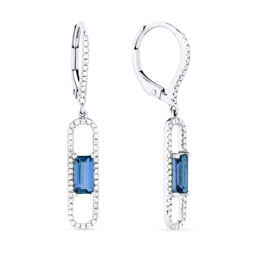 Madison L 14K White Gold Swiss Blue Topaz Paperclip Drop Earrings - style E1255SWBTW