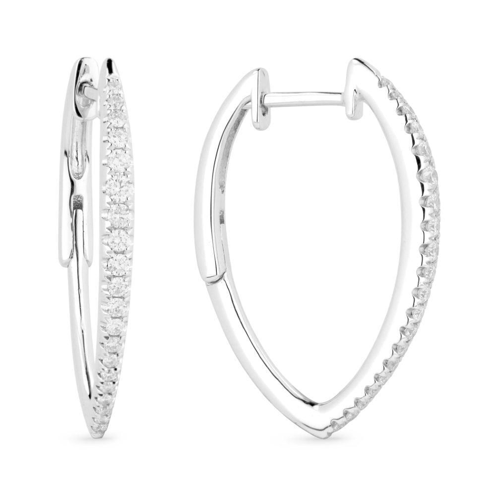 Madison L 14K White Gold Diamond Hoop Earrings - style E1272W