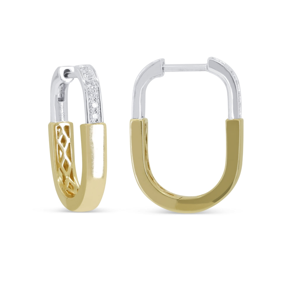 Madison L 14K Two Tone Gold Diamond Hoop Earrings - style E1296WY
