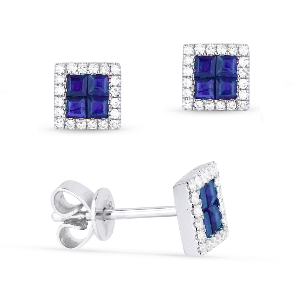 Madison L 14K White Gold Sapphire Cushion Stud Earrings - style E1300SAW