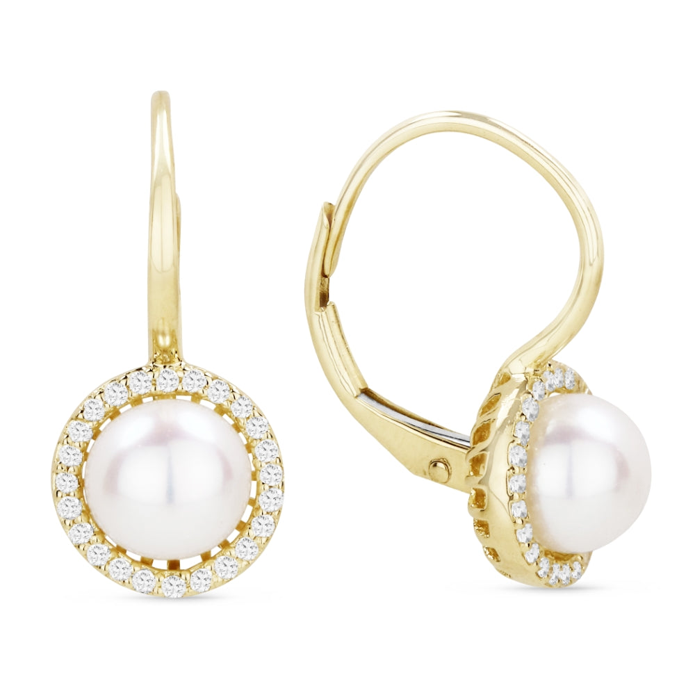 Madison L 14K Yellow Gold Pearl Round Drop Earrings - style E1316PEY