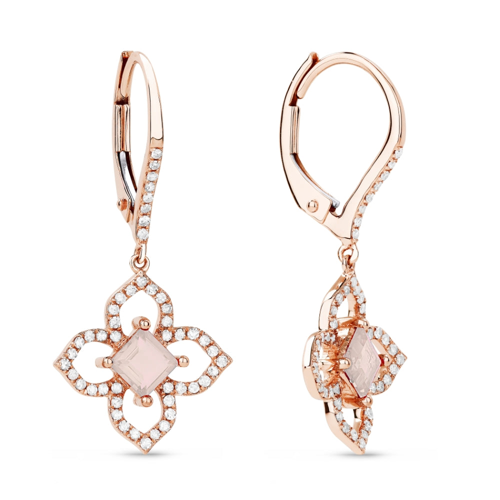 Madison L 14K Rose Gold Created Morganite Flower Drop Earrings - style E1323CMGP