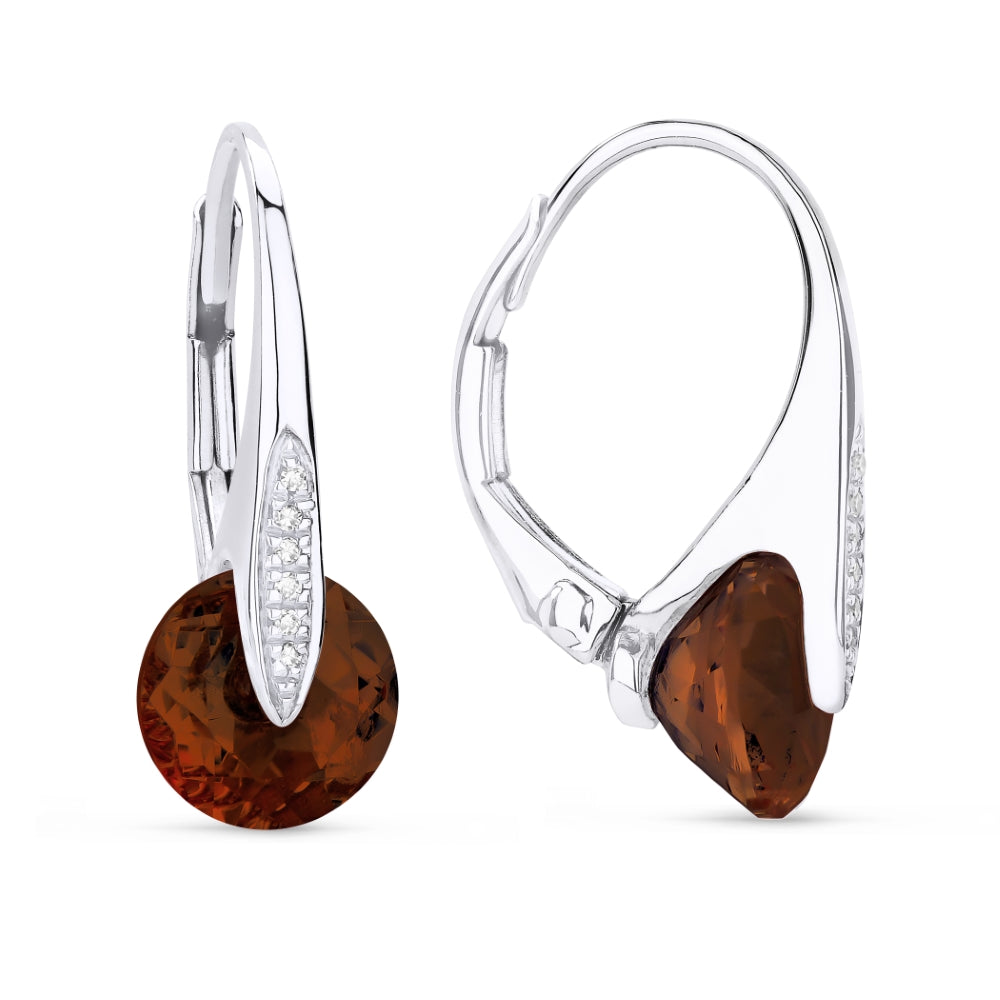 Madison L 14K White Gold Garnet Round Drop Earrings - style E1328GAW