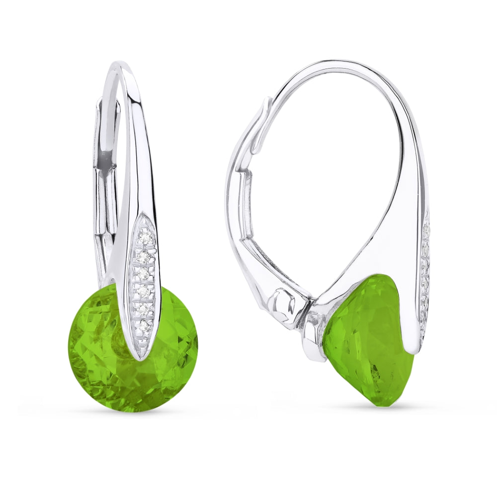 Madison L 14K White Gold Peridot Round Drop Earrings - style E1328PRW