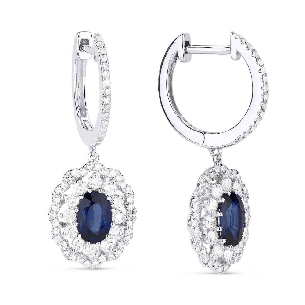 Madison L 14K White Gold Sapphire Oval Drop Earrings - style E1353SAW