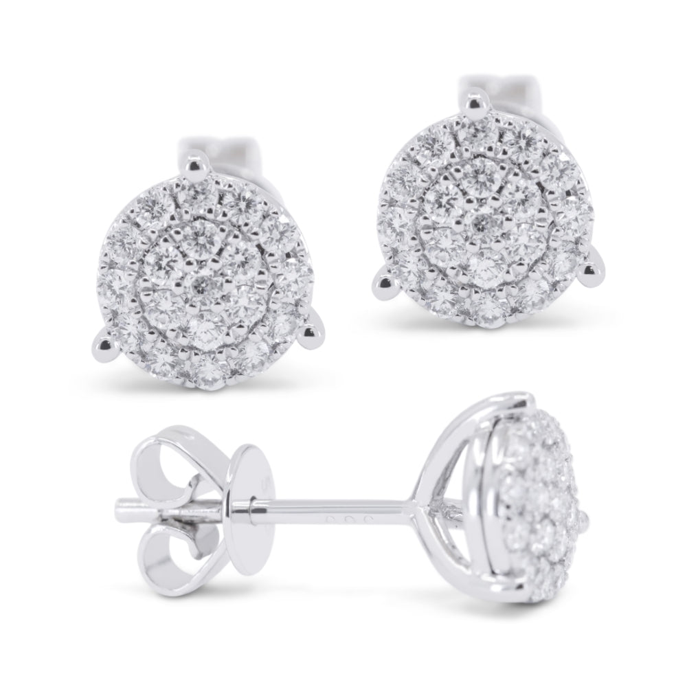 Madison L 14K White Gold Diamond Cluster Stud Earrings - style E1374W-6.5MM