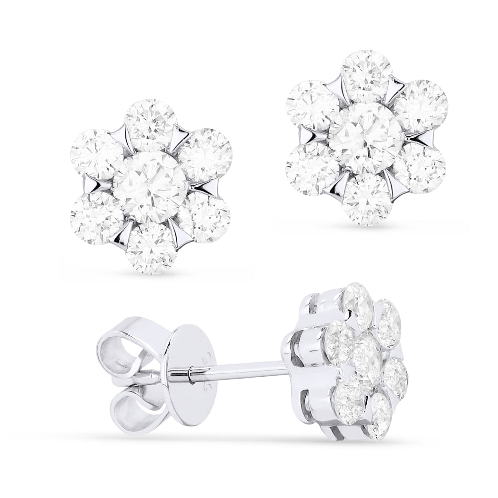 Madison L 14K White Gold Diamond Cluster Stud Earrings - style E1376W