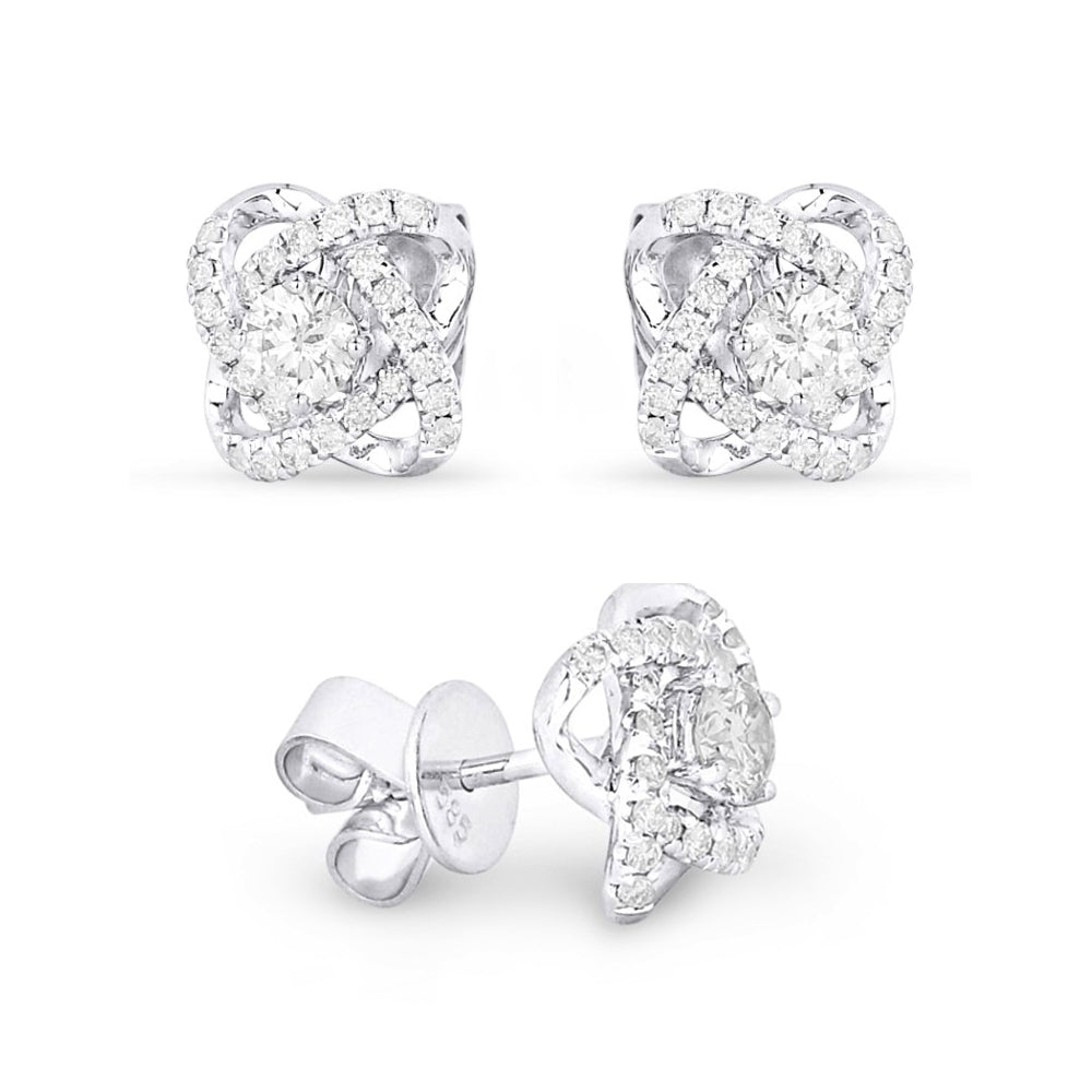 Madison L 14K White Gold Diamond Flower Stud Earrings - style E1381W