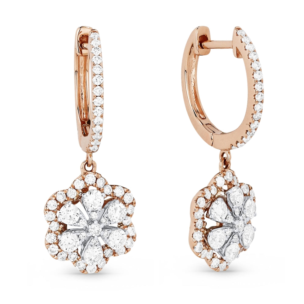 Madison L 14K Rose Gold Diamond Flower Drop Earrings - style E1389P