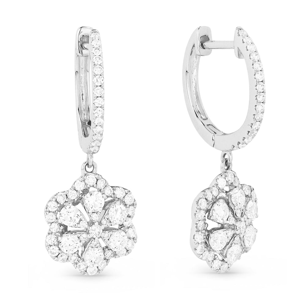 Madison L 14K White Gold Diamond Flower Drop Earrings - style E1389W