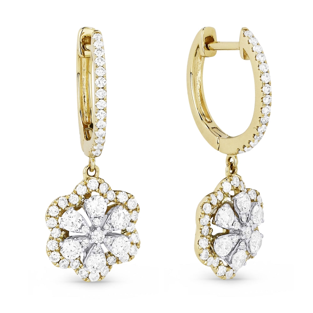 Madison L 14K Yellow Gold Diamond Flower Drop Earrings - style E1389Y
