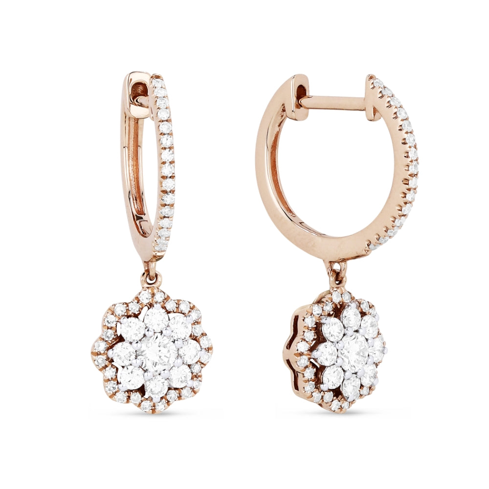 Madison L 14K Rose Gold Diamond Cluster Drop Earrings - style E1401P