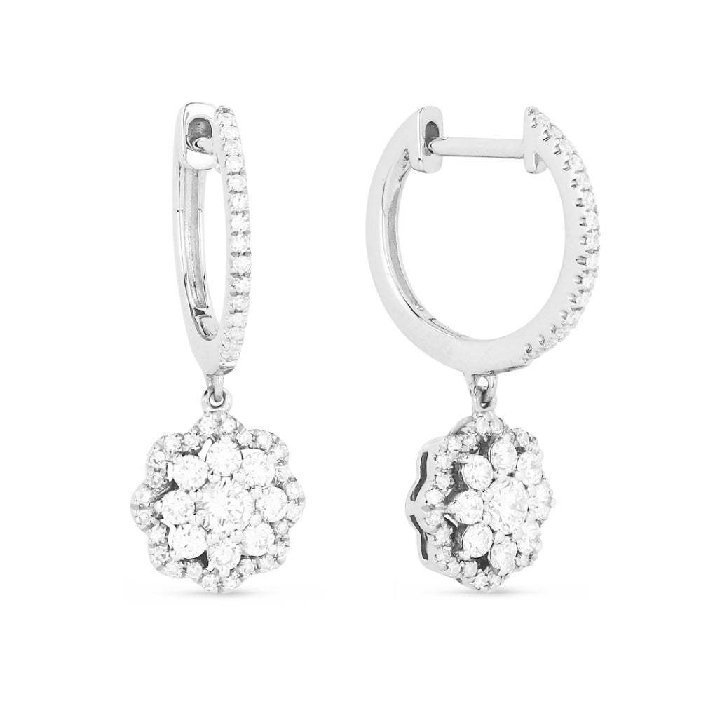 Madison L 14K White Gold Diamond Cluster Drop Earrings - style E1401W