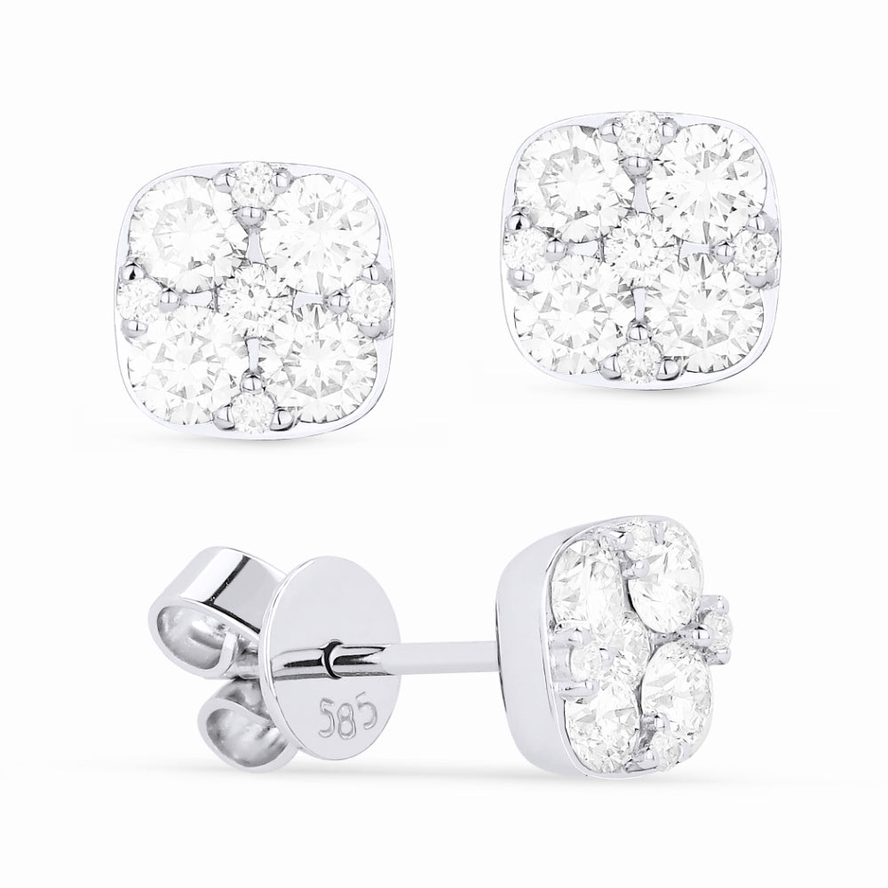 Madison L 14K White Gold Diamond Cushion Stud Earrings - style E1403W