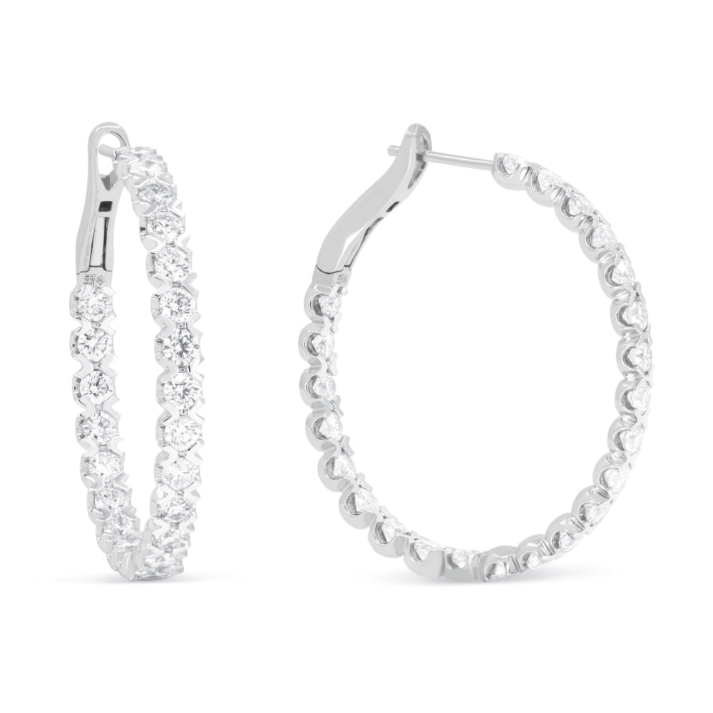 Madison L 14K White Gold Diamond In & Out Hoop Earrings - style E1414W