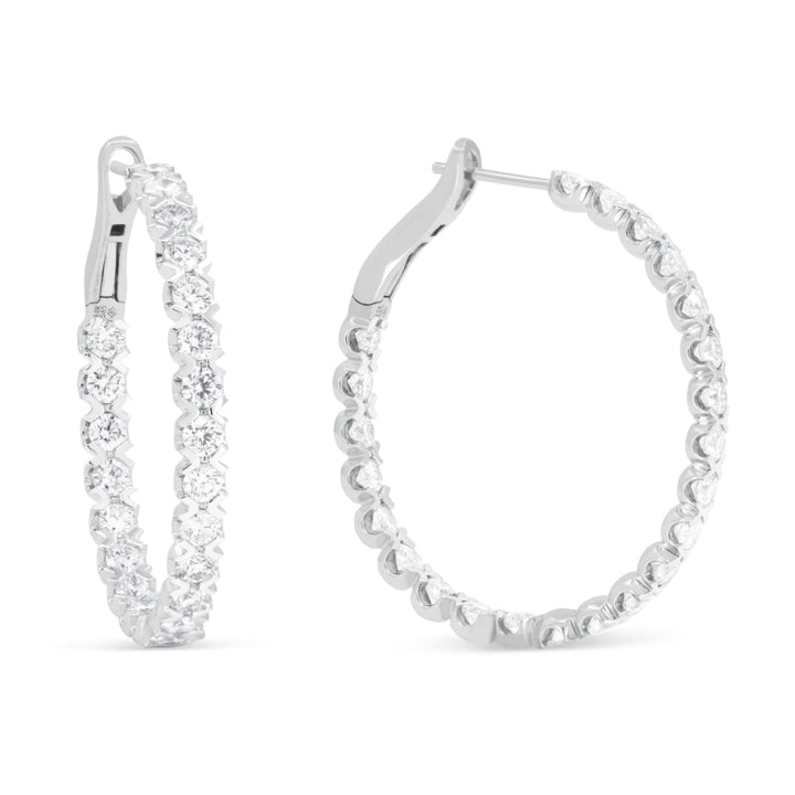 Madison L 14K White Gold Diamond In & Out Hoop Earrings - style E1414W