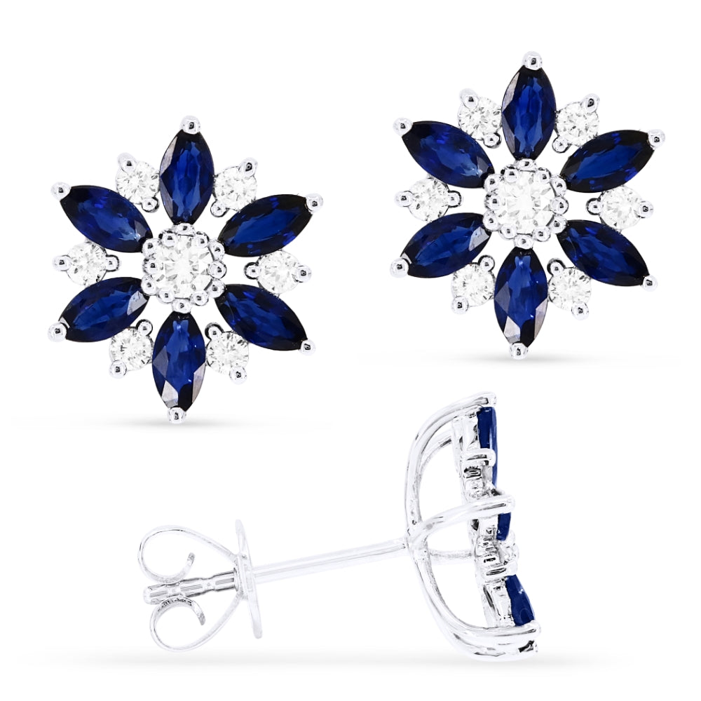 Madison L 14K White Gold Sapphire Flower Stud Earrings - style E1416SAW