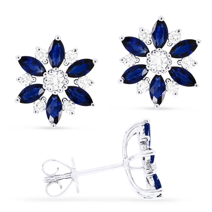 Madison L 14K White Gold Sapphire Flower Stud Earrings - style E1416SAW