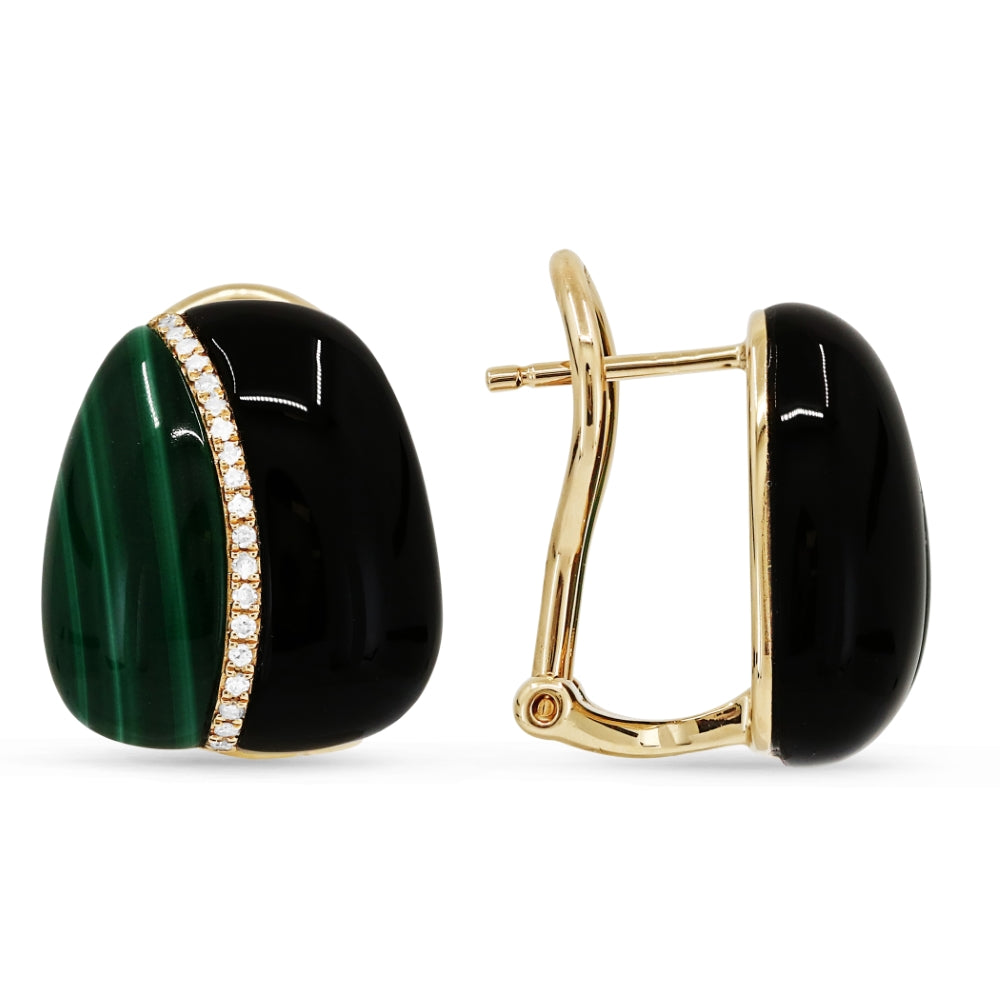 Madison L 14K Yellow Gold Malachite Stud Earrings - style E1417BOMALY