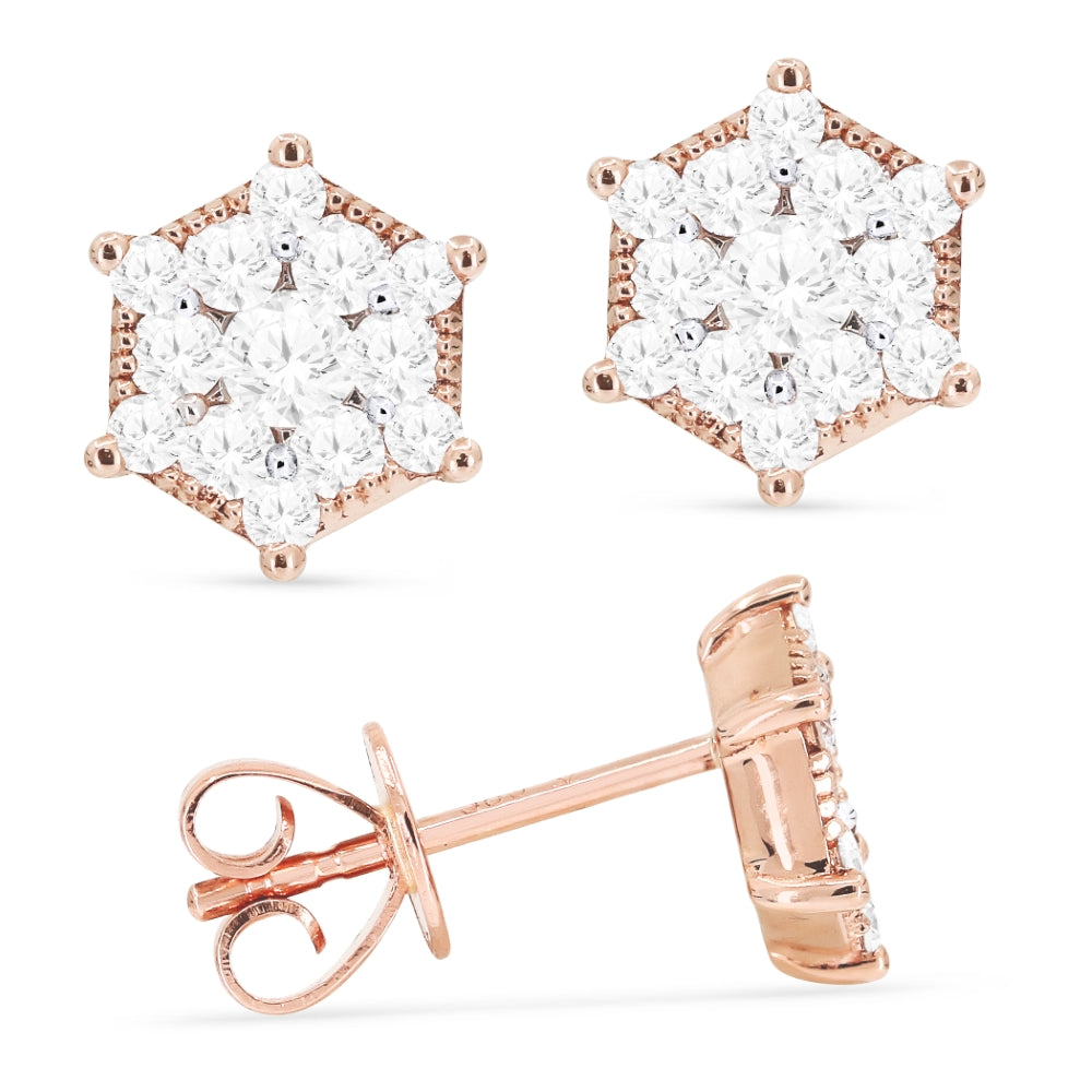 Madison L 14K Two Tone Gold Diamond Cluster Stud Earrings - style E1445WP