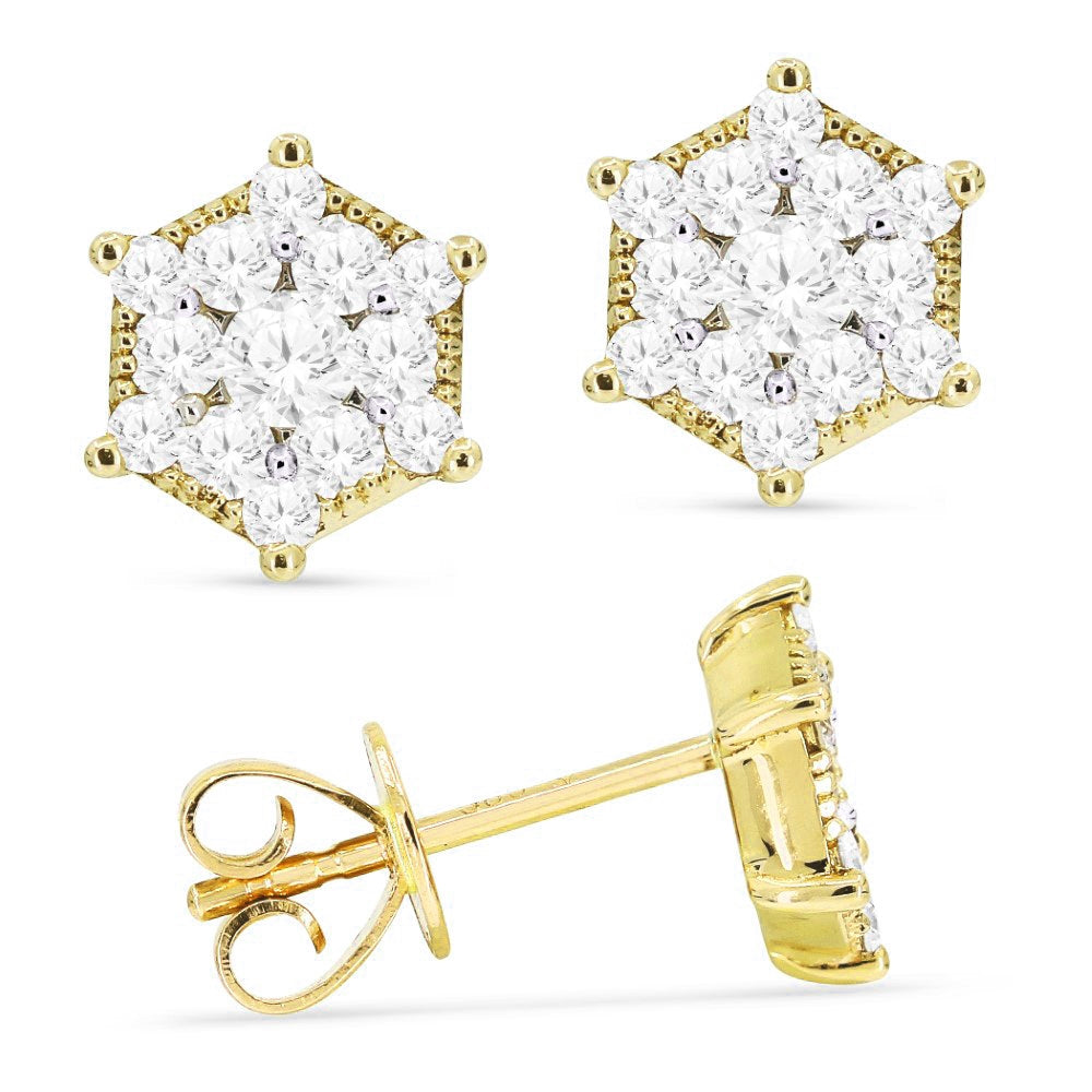 Madison L 14K Two Tone Gold Diamond Cluster Stud Earrings - style E1445WY