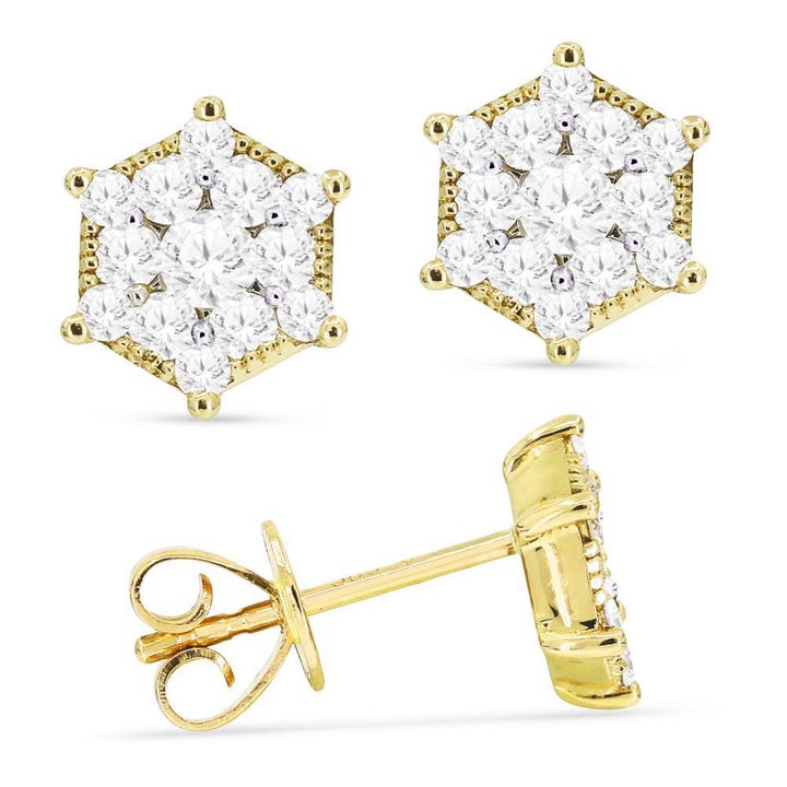 Madison L 14K Two Tone Gold Diamond Cluster Stud Earrings - style E1445WY