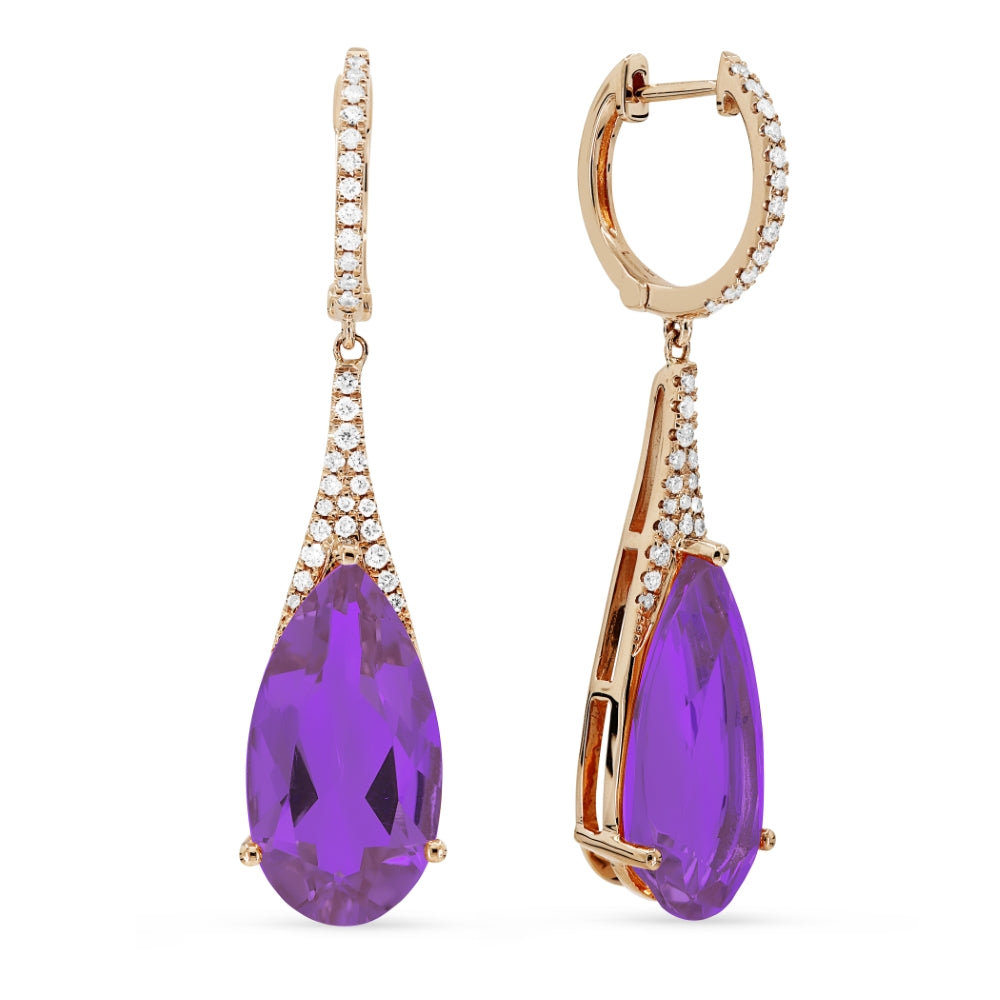 Madison L 14K Rose Gold Amethyst Cushion Drop Earrings - style E1447AMP