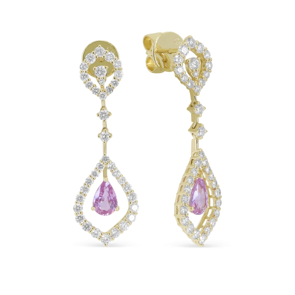 Madison L 14K Yellow Gold Pink Sapphire Drop Earrings - style E1453PSAY