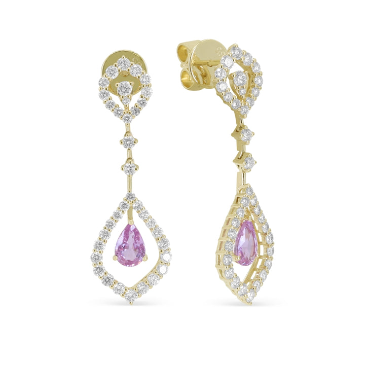 Madison L 14K Yellow Gold Pink Sapphire Drop Earrings - style E1453PSAY