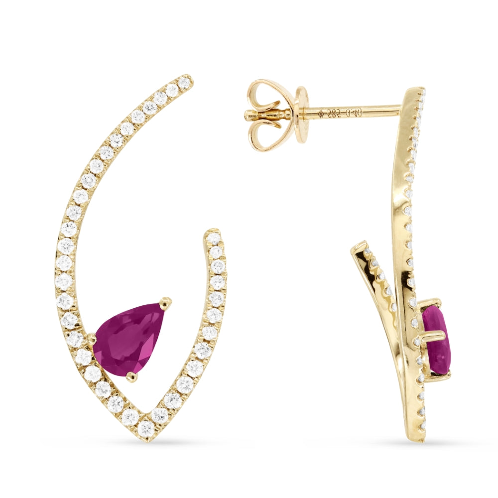 Madison L 14K Yellow Gold Pink Sapphire Drop Earrings - style E1454PSY
