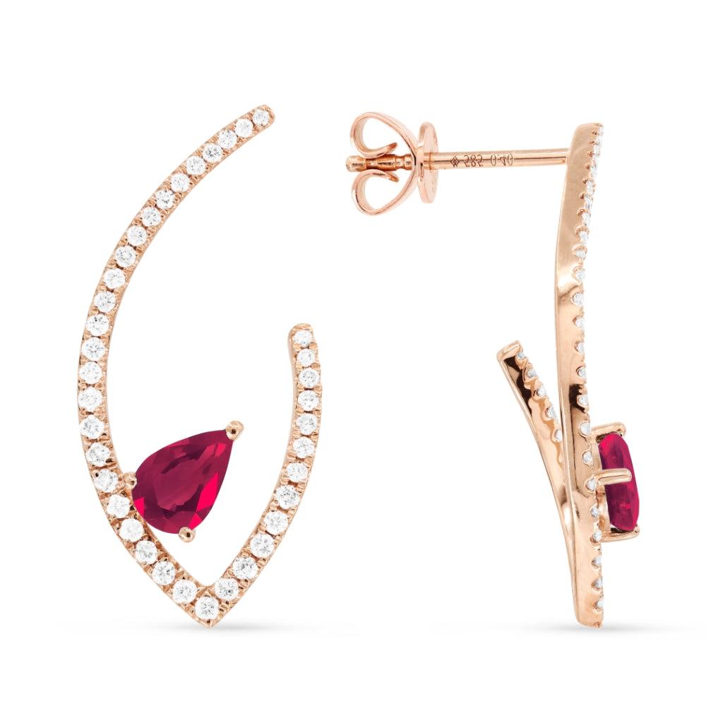 Madison L 14K Rose Gold Ruby Drop Earrings - style E1454RUP