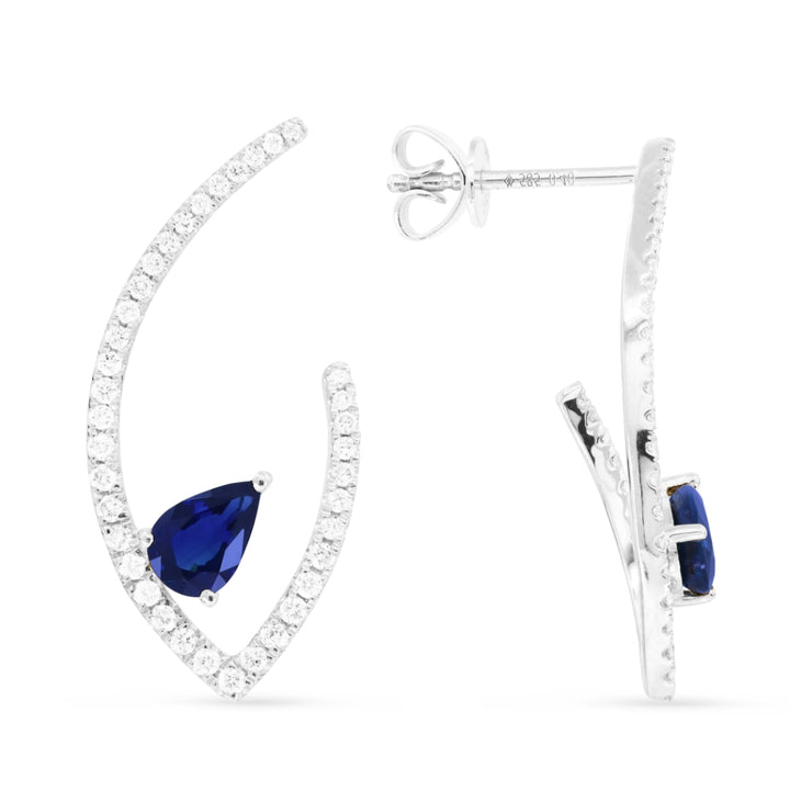 Madison L 14K White Gold Sapphire Drop Earrings - style E1454SAW