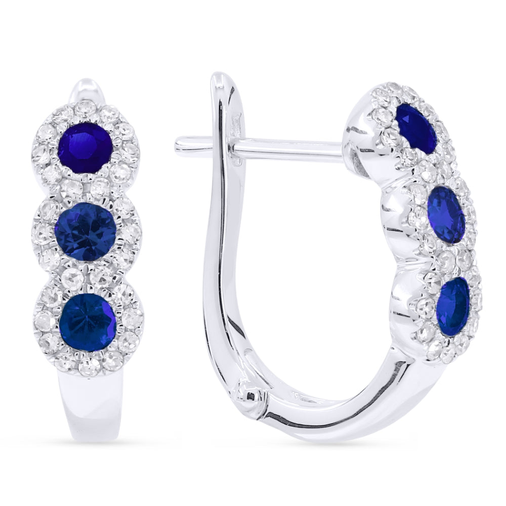 Madison L 14K White Gold Sapphire Huggie Hoop Earrings - style E1460SAW