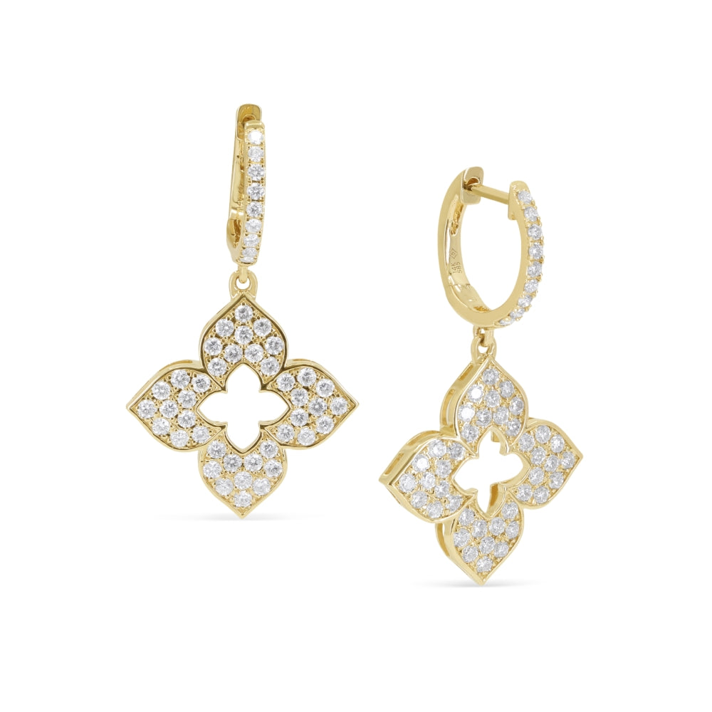 Madison L 14K Yellow Gold Diamond Clover Drop Earrings - style E1462Y