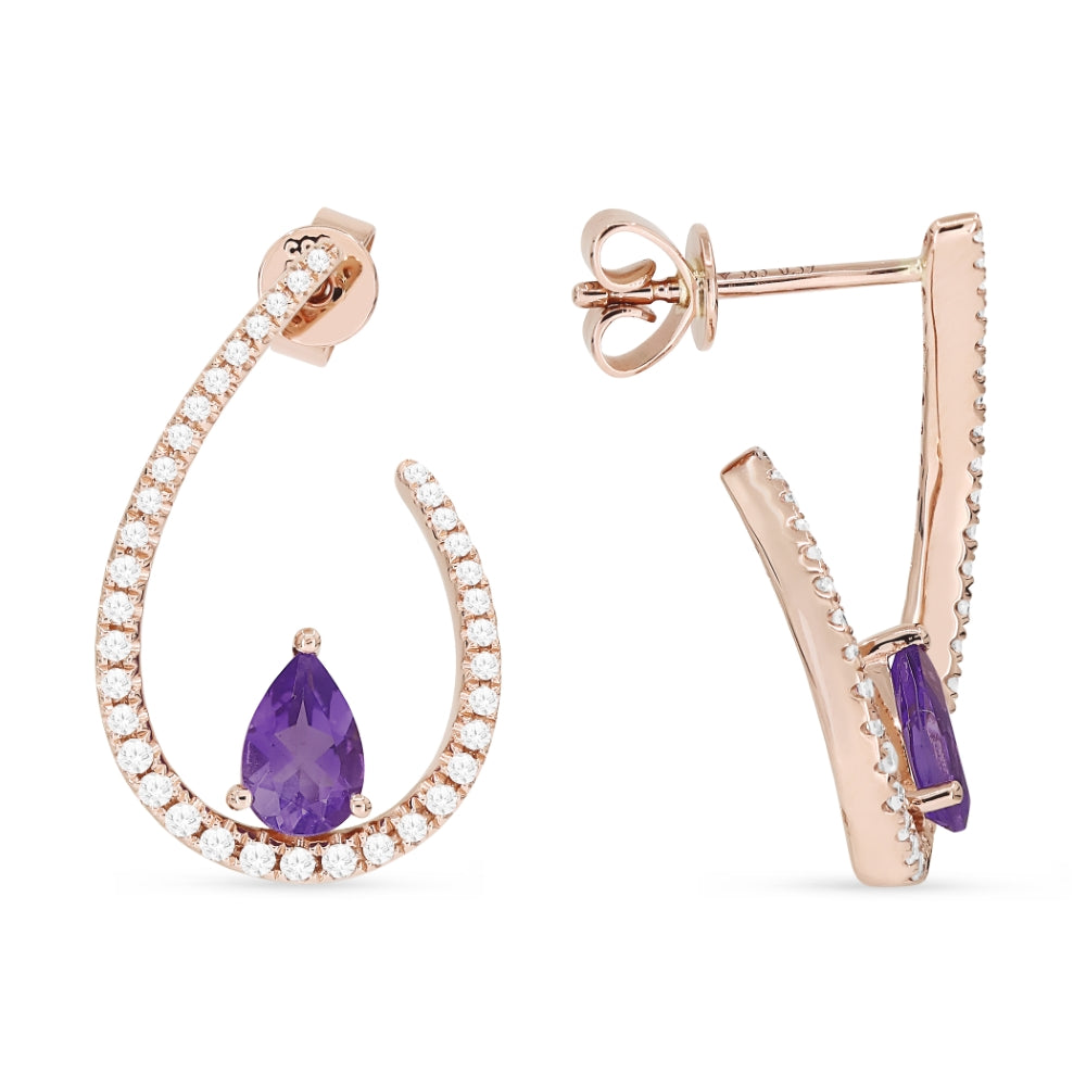 Madison L 14K Rose Gold Amethyst Pear Drop Earrings - style E1466AMP