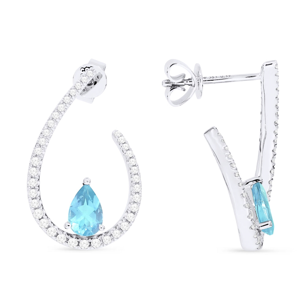 Madison L 14K White Gold Blue Topaz Pear Drop Earrings - style E1466BTW