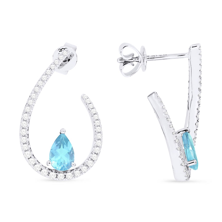 Madison L 14K White Gold Blue Topaz Pear Drop Earrings - style E1466BTW