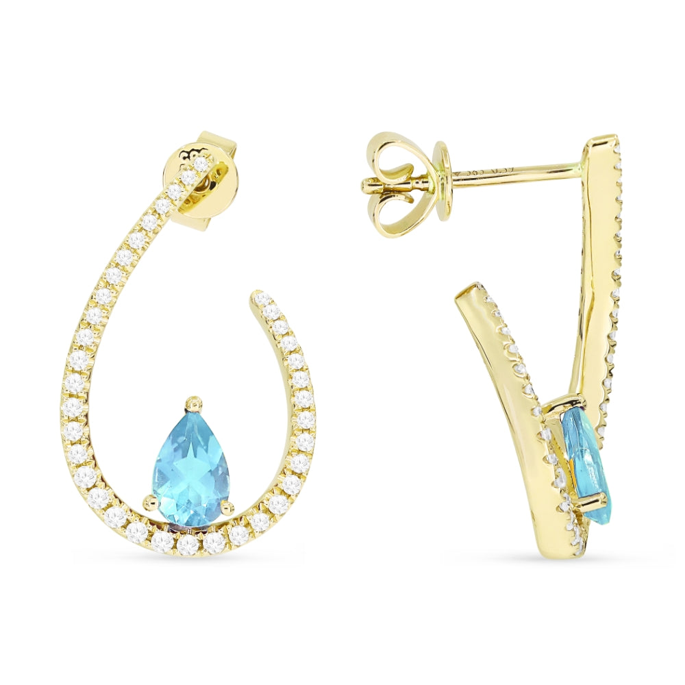 Madison L 14K Yellow Gold Blue Topaz Pear Drop Earrings - style E1466BTY